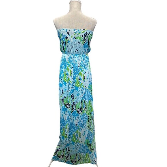 Lilly Pulitzer Marlisa Maxi Dress Size XS Spa Blue Let’s Cha Cha Strapless New - Picture 5 of 13